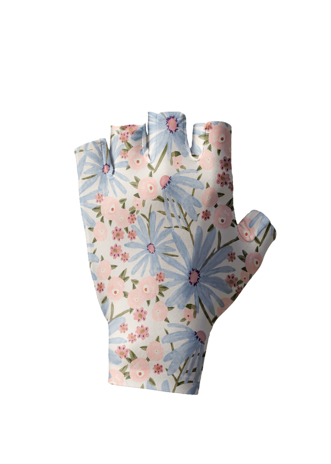 ROCKBROS Pastel Daisy Graphic White Blue Performance Gloves