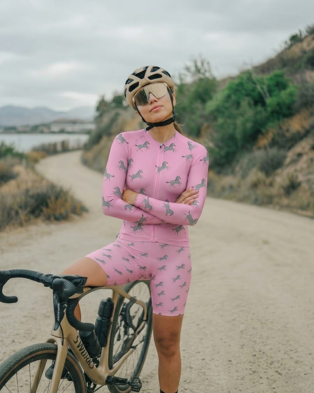 ROCKBROS Women's Pink Unicorn Print Long-Sleeve Cycling Jersey