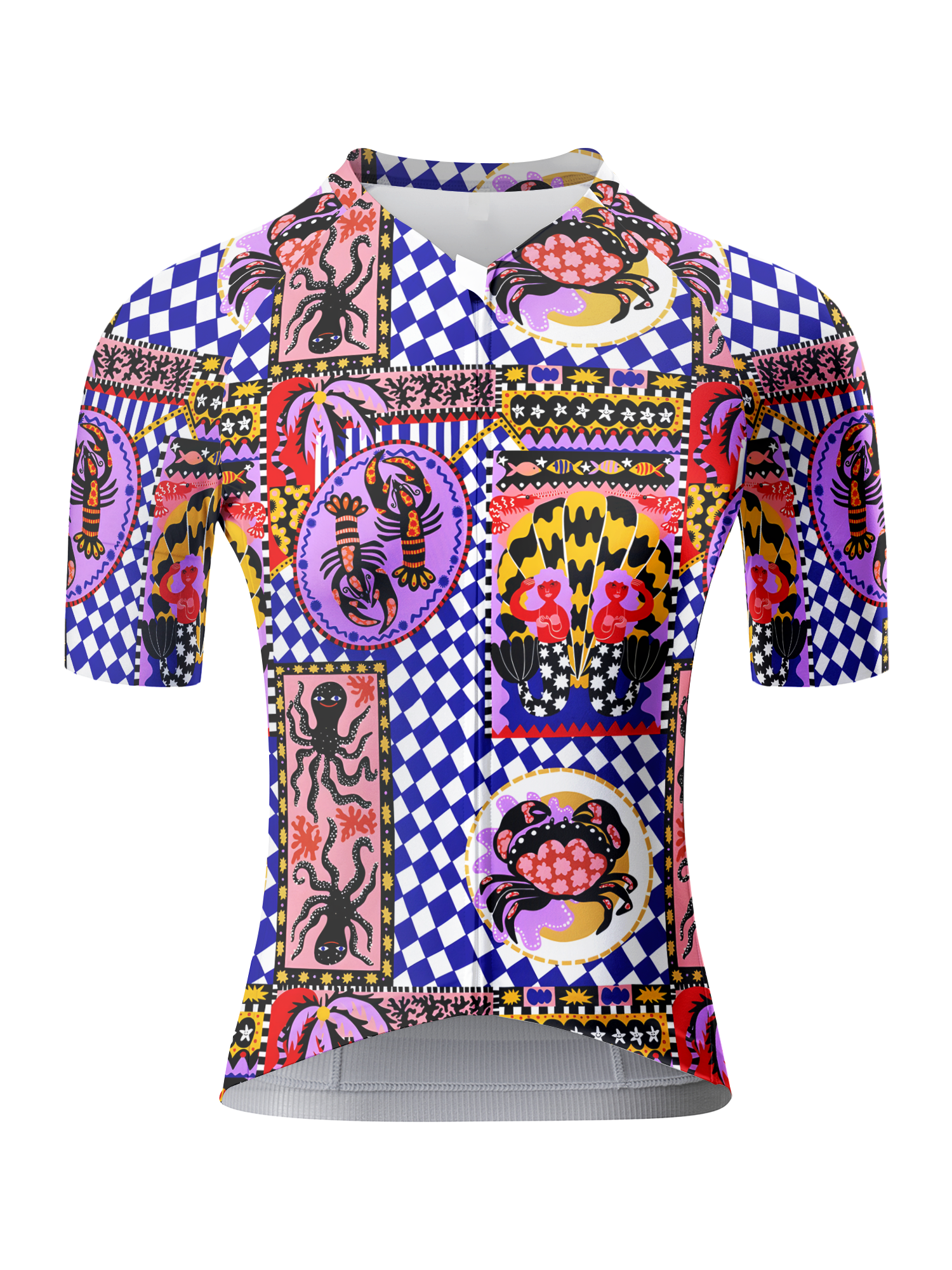 ROCKBROS Women's Retro Graphic Marine Chariot Checkered Jersey