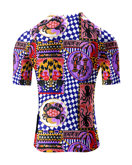 ROCKBROS Women's Retro Graphic Marine Chariot Checkered Jersey