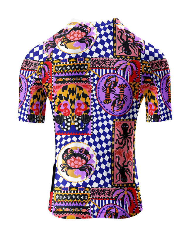 ROCKBROS Women's Retro Graphic Marine Chariot Checkered Jersey