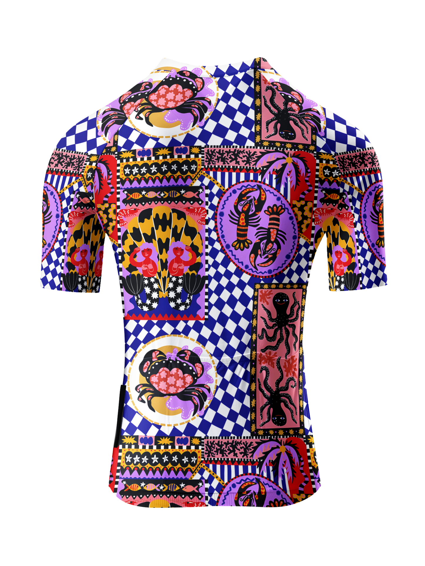 ROCKBROS Women's Retro Graphic Marine Chariot Checkered Jersey