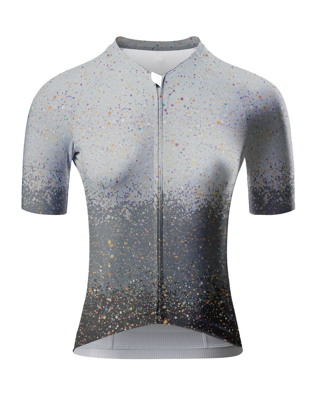 RockBros Women's Grey Ombre & Multi-Color Paint Splatter Cycling Jersey