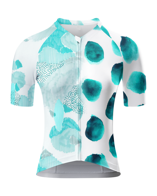ROCKBROS Women's Cyan Watercolor Abstract Pro Short-Sleeve Jersey