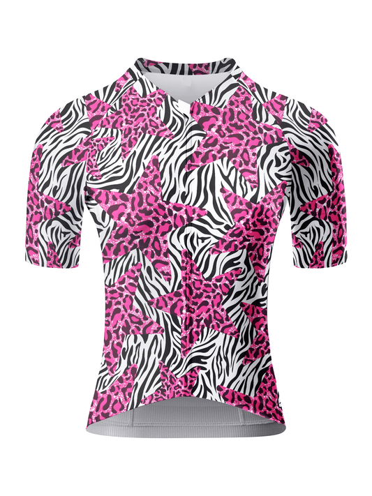 ROCKBROS Women's Zebra-Leopard Hybrid All-Weather Pro Aero Jersey