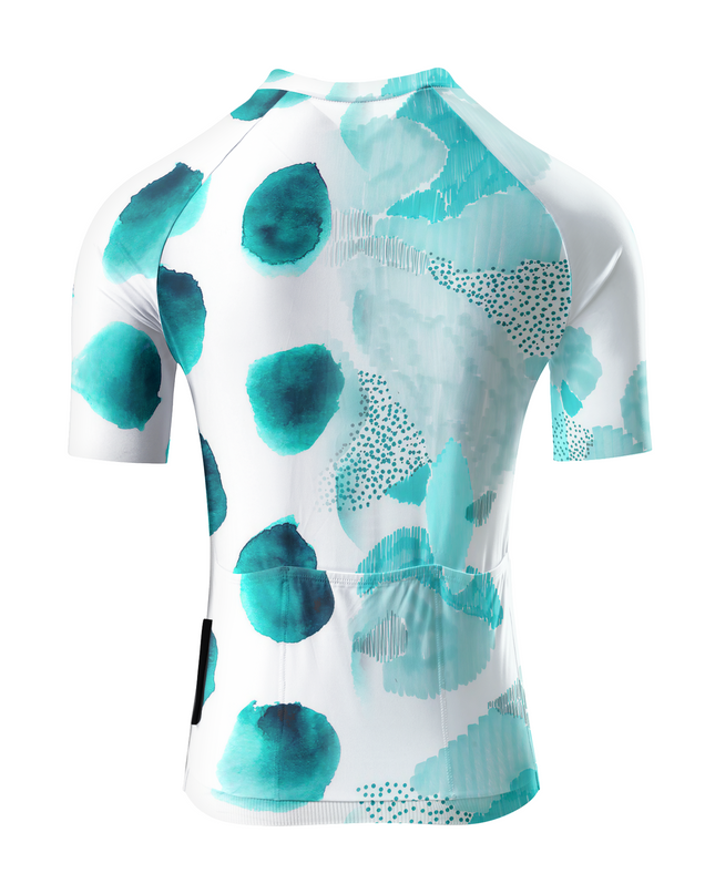 ROCKBROS Women's Cyan Watercolor Abstract Pro Short-Sleeve Jersey