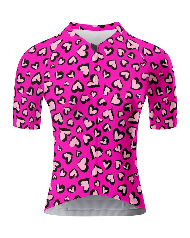 ROCKBROS Women's Neon Heartbeat Leopard-Pattern Pro Jersey