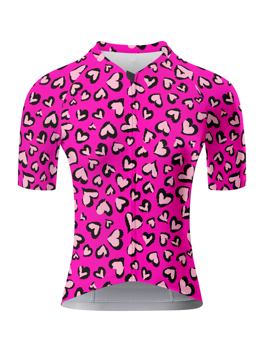 ROCKBROS Women's Neon Heartbeat Leopard-Pattern Pro Jersey