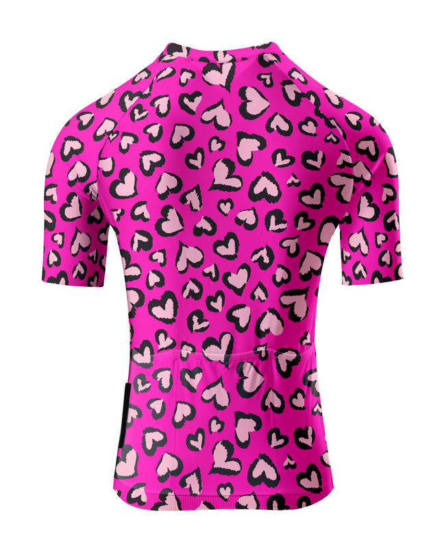 ROCKBROS Women's Neon Heartbeat Leopard-Pattern Pro Jersey
