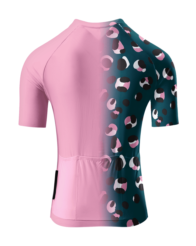ROCKBROS Women's Teal-Pink Leopard Split Pro Aero Jersey