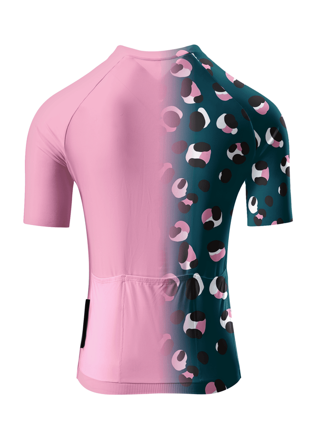 ROCKBROS Women's Teal-Pink Leopard Split Pro Aero Jersey