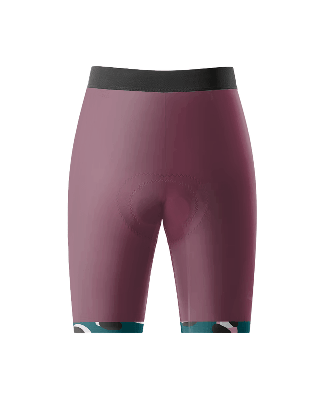 ROCKBROS Women's Mauve Leopard-Trim Pro Cycling Shorts