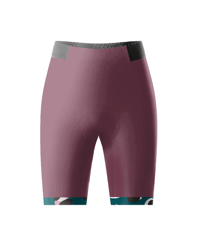 ROCKBROS Women's Mauve Leopard-Trim Pro Cycling Shorts