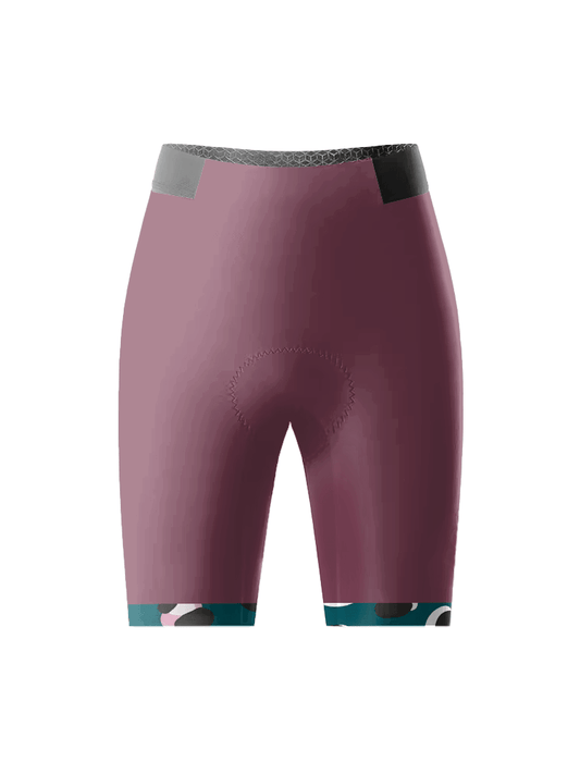 ROCKBROS Women's Mauve Leopard-Trim Pro Cycling Shorts