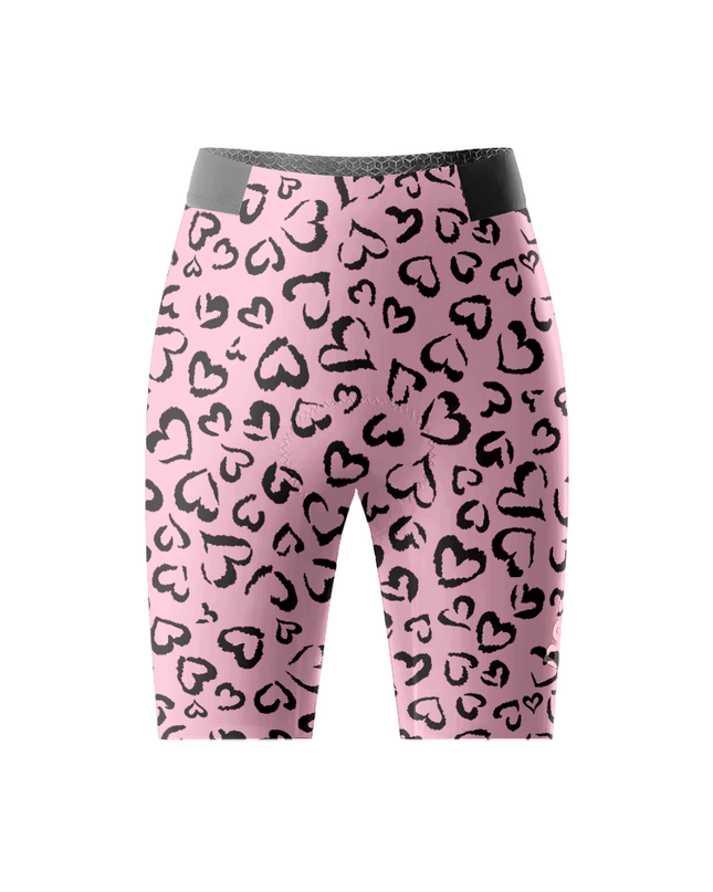 ROCKBROS Women's Ink Heart All-Weather Pink Leopard Pro Shorts
