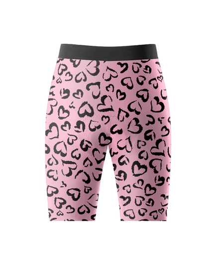 ROCKBROS Women's Ink Heart All-Weather Pink Leopard Pro Shorts