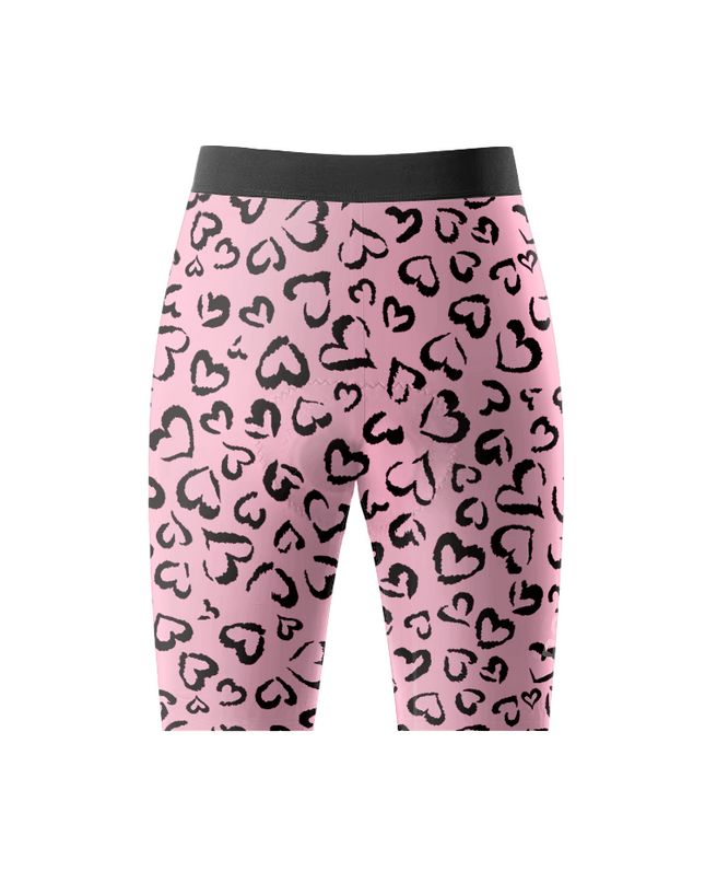 ROCKBROS Women's Ink Heart All-Weather Pink Leopard Pro Shorts