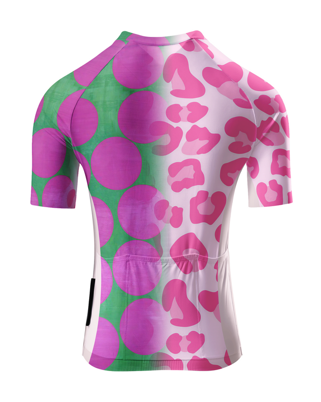 ROCKBROS Women's Neon Hybrid All-Weather Asymmetrical Rose-Leopard Jersey