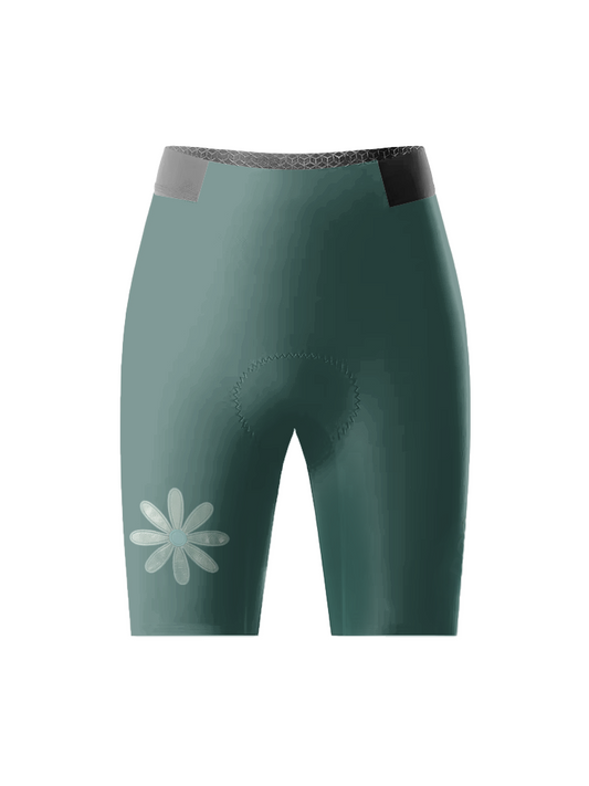 ROCKBROS Women's Emerald Teal Daisy Performance Cycling Shorts