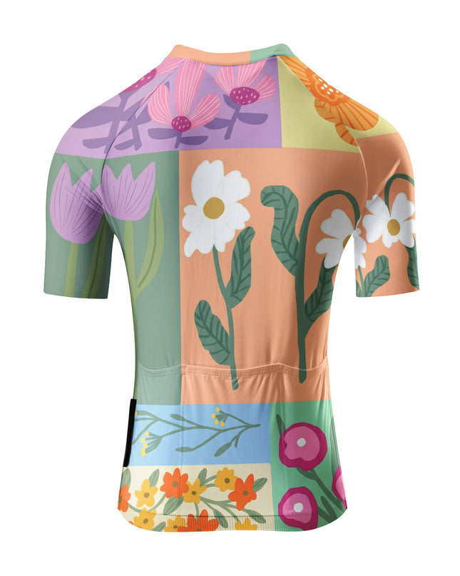 ROCKBROS Women's Colorful Patchwork Floral Print Short Sleeve Cycling Jersey