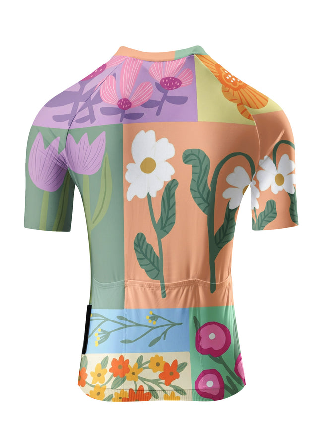 ROCKBROS Women's Colorful Patchwork Floral Print Short Sleeve Cycling Jersey