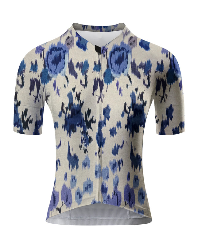 ROCKBROS Women's Blue Ikat Print Short Sleeve Cycling Jersey