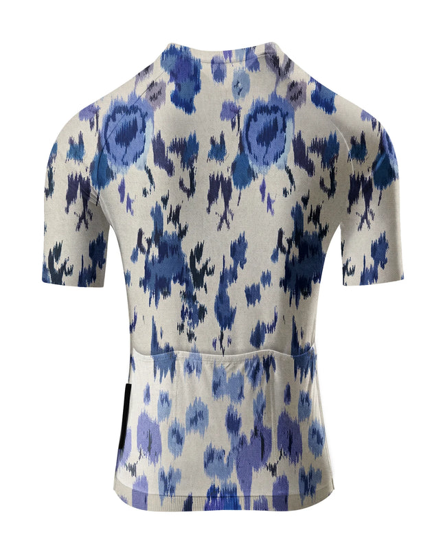 ROCKBROS Women's Blue Ikat Print Short Sleeve Cycling Jersey