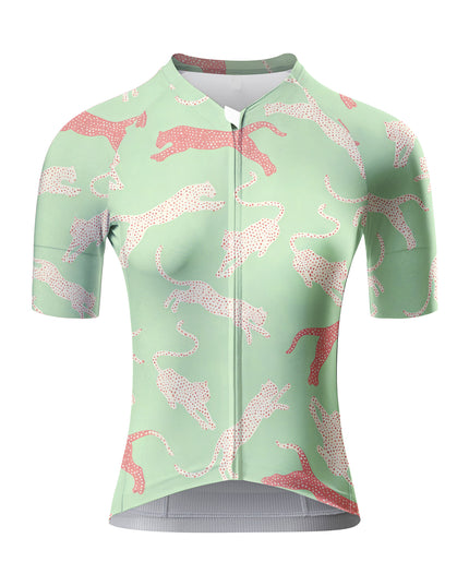 ROCKBROS Women's Mint Green Leopard Padded Bib Cycling Bibs