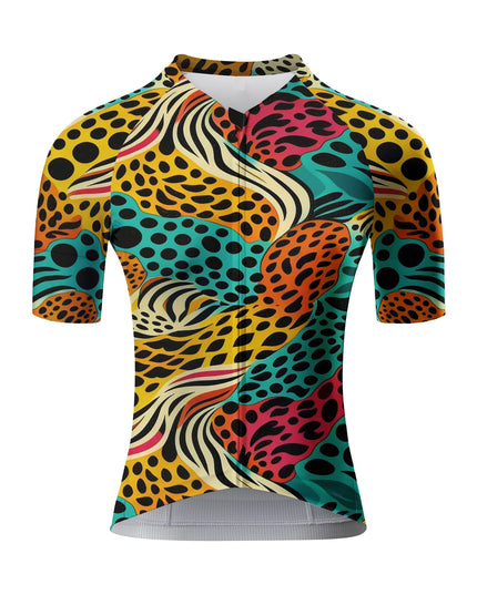 ROCKBROS Women's Vibrant Leopard Print Short Sleeve Cycling Jersey