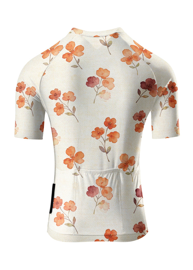 ROCKBROS Women Watercolor Orange Floral Short Sleeve Cycling Jersey
