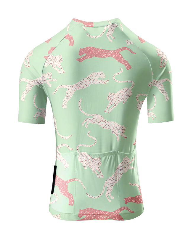 ROCKBROS Women's Mint Green Leopard Padded Bib Cycling Bibs