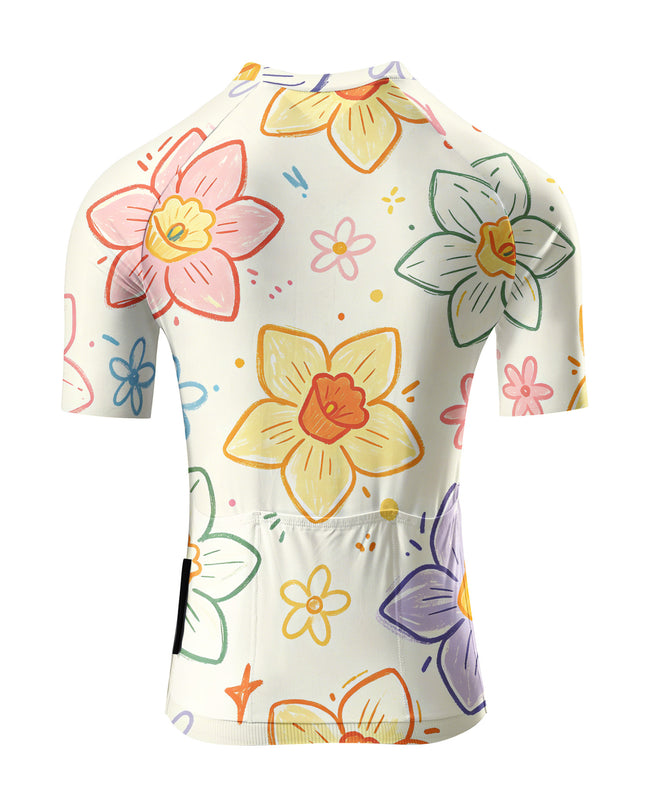 ROCKBROS Women Hand-Drawn Daffodil Padded Cycling Bib Shorts