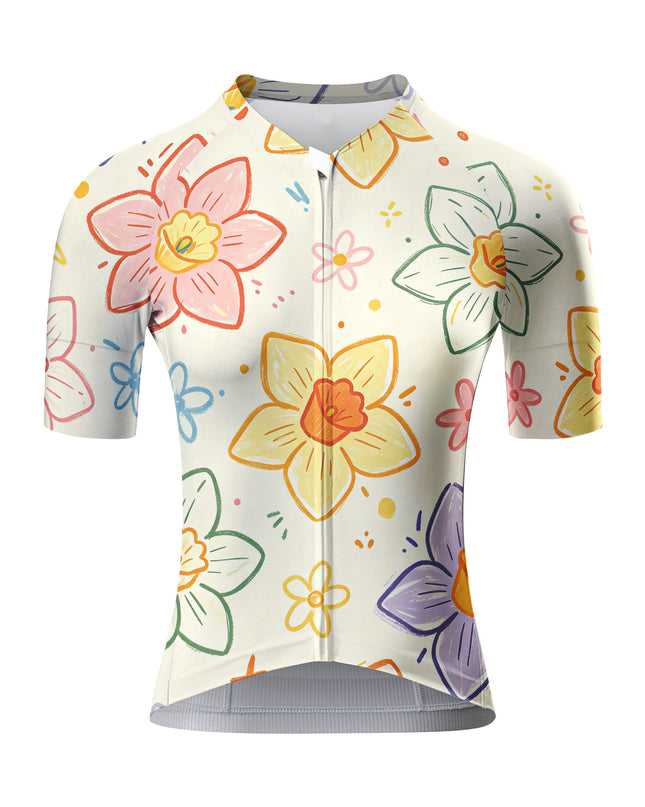 ROCKBROS Women Hand-Drawn Daffodil Padded Cycling Bib Shorts