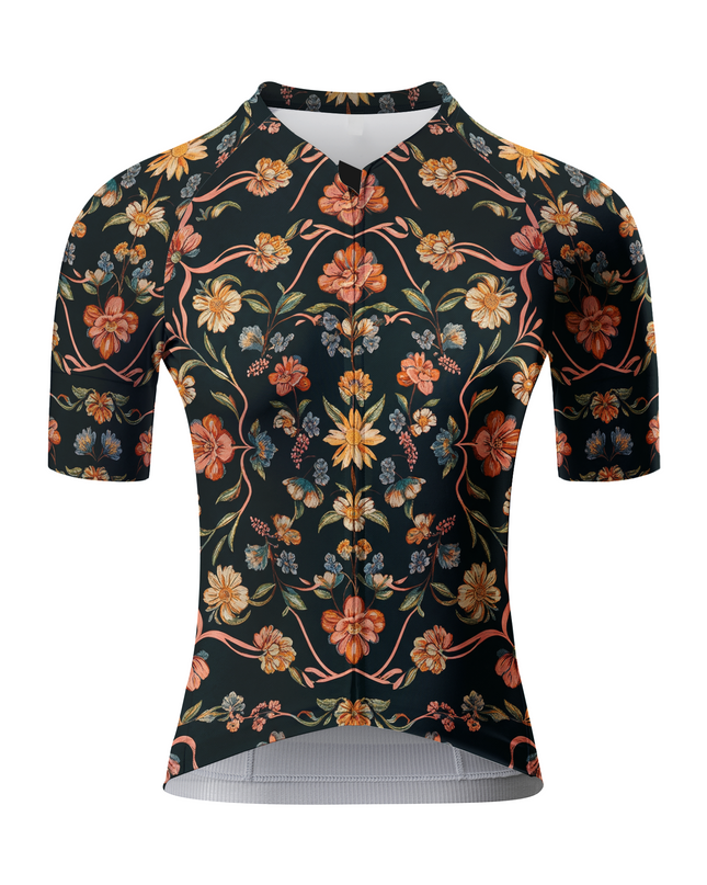 ROCKBROS Women's Vintage Floral Print Short Sleeve Cycling Jersey