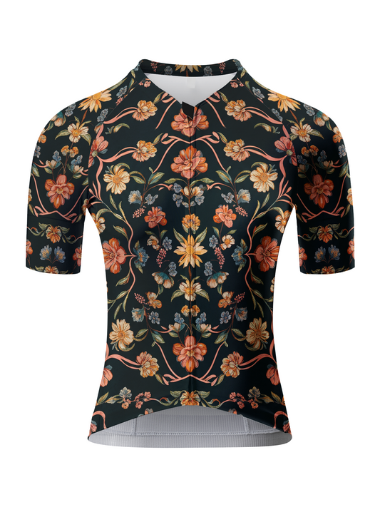 ROCKBROS Women's Vintage Floral Print Short Sleeve Cycling Jersey