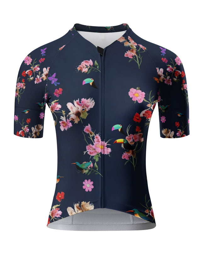 ROCKBROS Women's Tropical Floral & Bird Print Short Sleeve Cycling Jersey