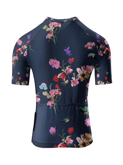 ROCKBROS Women's Tropical Floral & Bird Print Short Sleeve Cycling Jersey