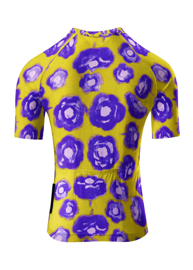 ROCKBROS Women's Yellow & Purple Abstract Floral Print Short Sleeve Cycling Jersey