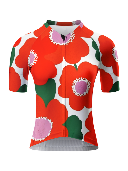 ROCKBROS Women's Artistic Poppy Print Cycling Jersey