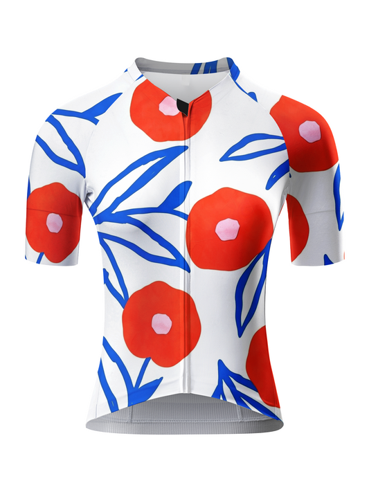 ROCKBROS Women's Poppy Print Cycling Jersey