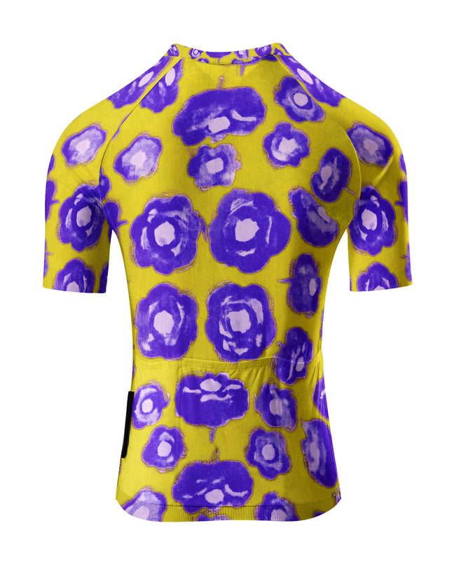 ROCKBROS Women's Yellow & Purple Abstract Floral Print Short Sleeve Cycling Set