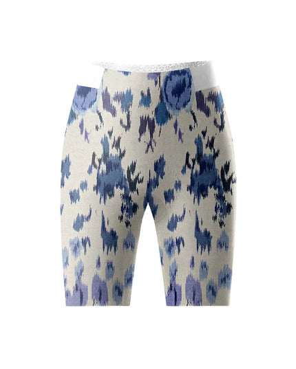 ROCKBROS Women's Blue Ikat Print Padded Compression Cycling Shorts