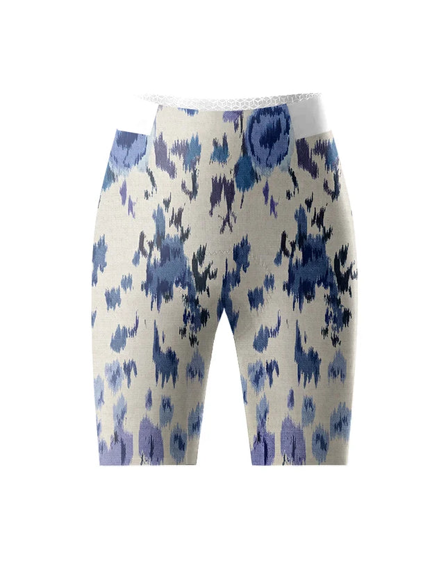 ROCKBROS Women's Blue Ikat Print Padded Compression Cycling Shorts