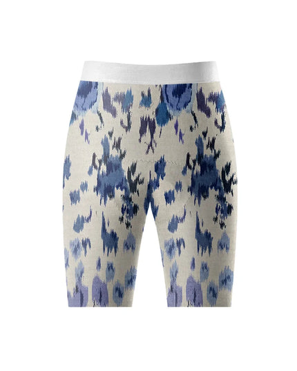 ROCKBROS Women's Blue Ikat Print Padded Compression Cycling Shorts