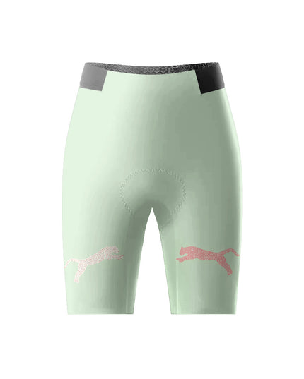 ROCKBROS Women's Mint Green Leopard Padded Bib Cycling Bibs