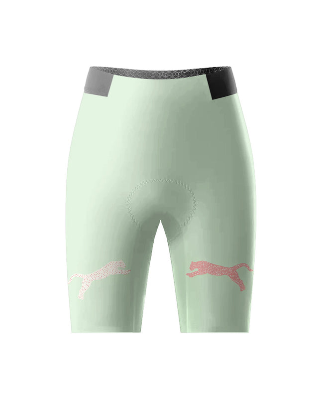 ROCKBROS Women's Mint Green Leopard Padded Bib Cycling Bibs