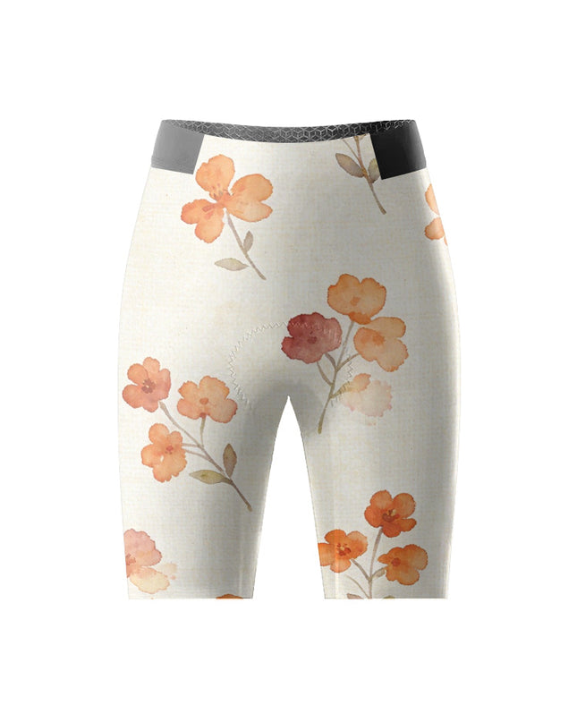 ROCKBROS Women Watercolor Orange Floral Padded Cycling Bib Shorts