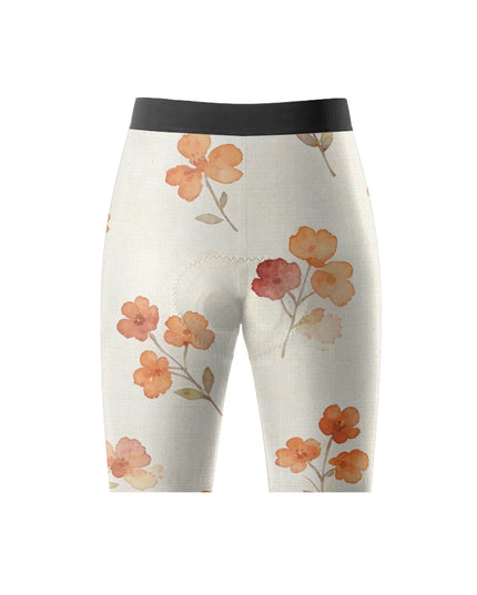 ROCKBROS Women Watercolor Orange Floral Padded Cycling Bib Shorts