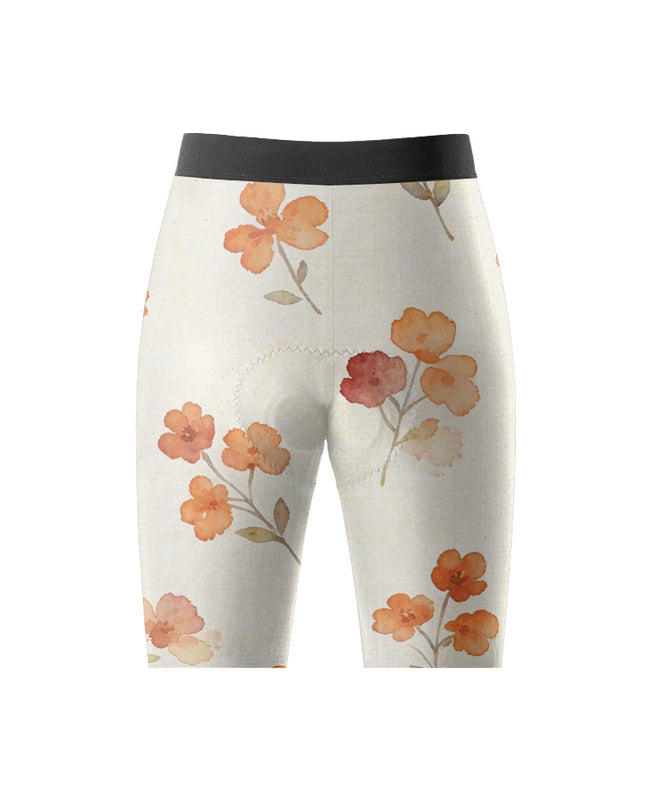 ROCKBROS Women Watercolor Orange Floral Padded Cycling Bib Shorts