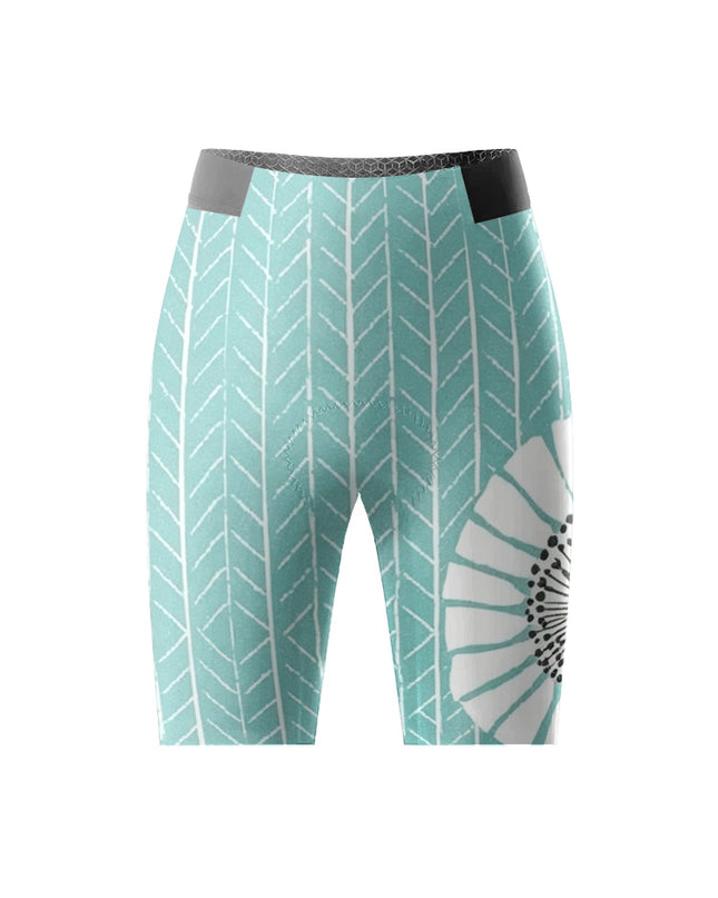 ROCKBROS Women's Teal Dandelion Chevron Print Short Sleeve Cycling Jersey